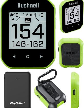 Bushnell Phantom 3 (Green) Slope Golf GPS Handheld Bundle - Touchscreen, Auto Course & Hole Recognition, Auto-Prompt Score Entry with PlayBetter Portable Charger, Belt Clip & Carabiner